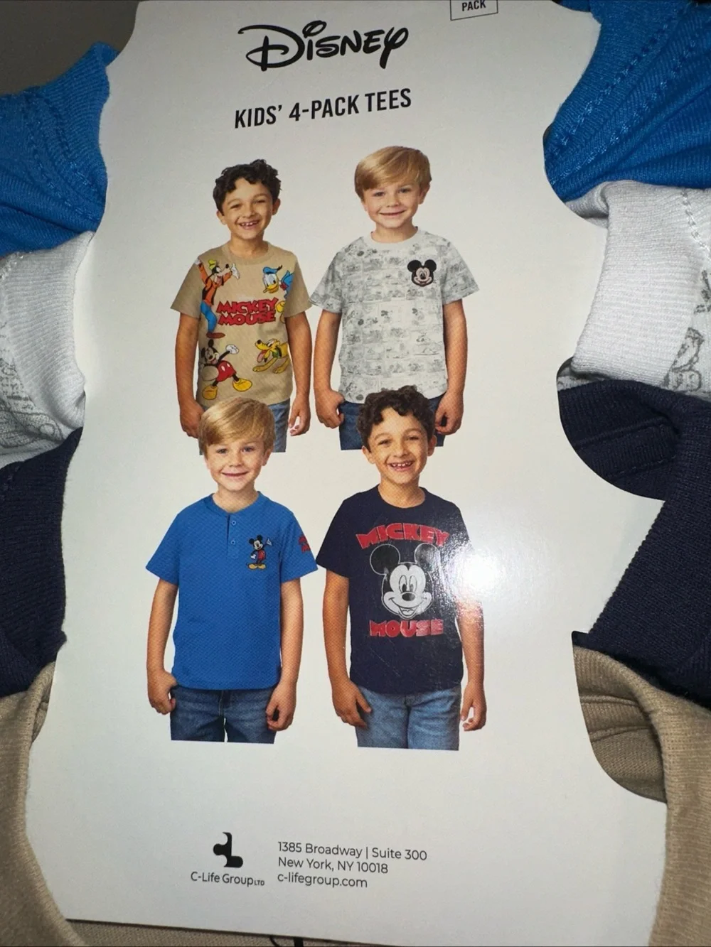 Disney Kids' 4-Pack Short Sleeve Tees - Tan, Blue, Navy & White